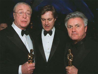  Michael Caine and John Irving with their Oscars