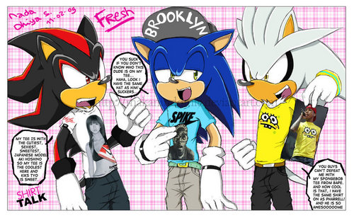  Sonic, Shadow and Silver talk t-shirts x3
