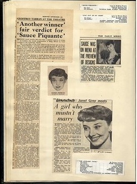  A page from Audrey's scrapbook collection of early reviews,1949-1951