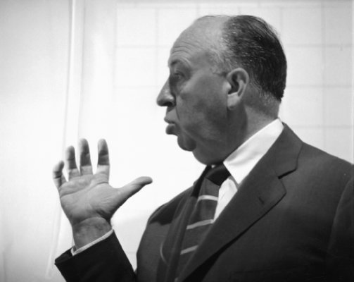 Alfred Hitchcock on the Set of Psycho