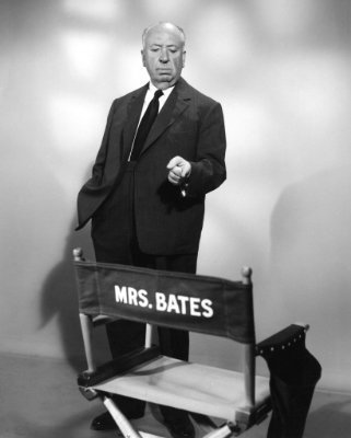  Alfred Hitchcock on the Set of Psycho