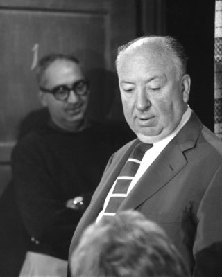  Alfred Hitchcok on the Set of Psycho