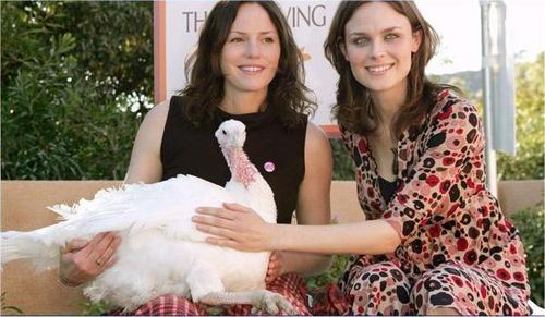 Emily and Jorja Fox Save a Turkey (PETA)