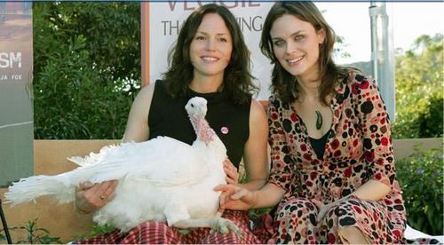 Emily and Jorja Fox Save a Turkey (PETA)