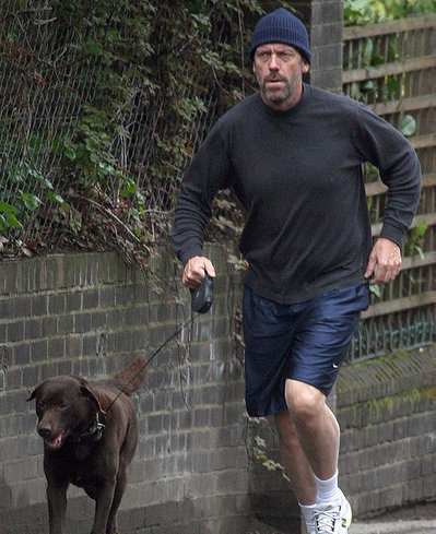  Hugh Laurie Takes His Dog For A Jog