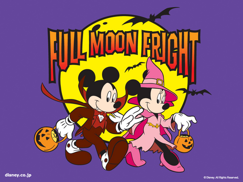  Mickey and Minnie Halloween kertas dinding
