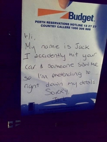  Best `Sorry, I Hit Your Car` Note Ever