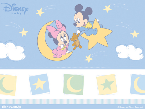  Baby Mickey and Minnie kertas dinding