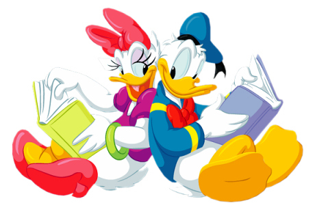 Donald Duck and Daisy Reading