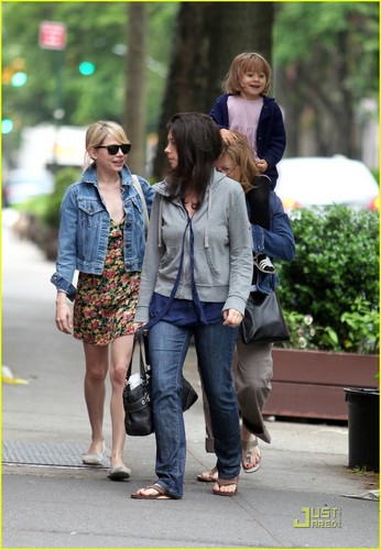  Michelle, her mom, and Matilda out for a walk