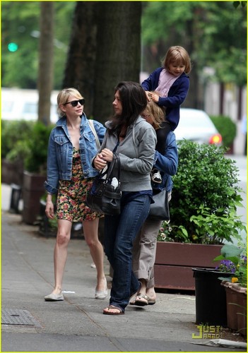  Michelle, her mom, and Matilda out for a walk