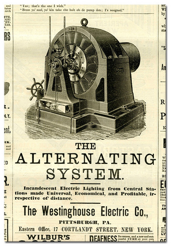  Newspaper Ad for Tesla's Alternating Current