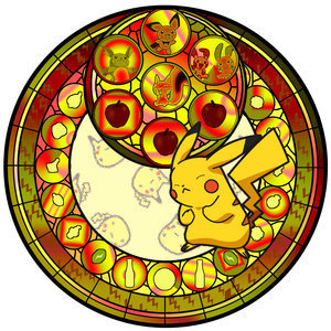  pikachu stained glass window
