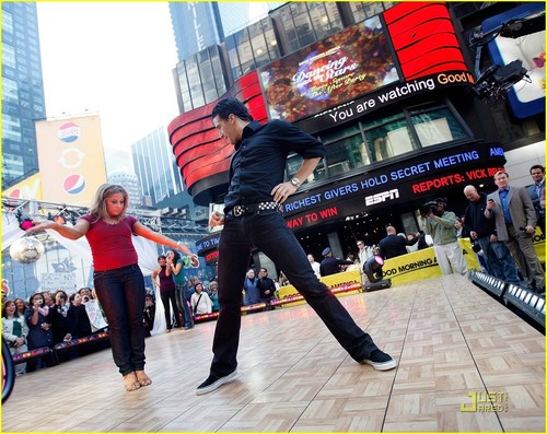 Shawn Johnson and Mark Ballas show off their dancing skills on Good Morning America