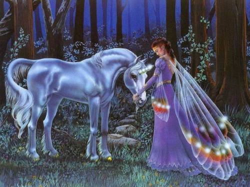  Unicorn and Fairy kertas dinding