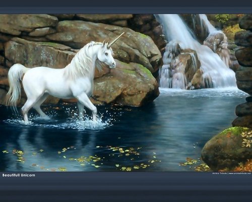 Unicorn By The Waterfall