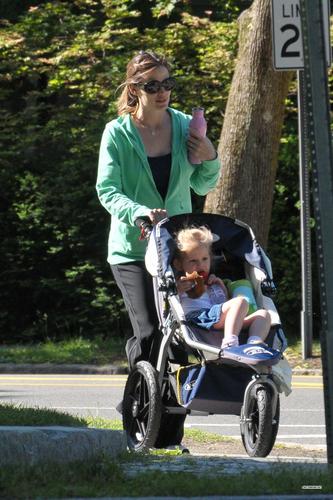  Jennifer and violett take a stroll to a play group in Boston - June 3 2009