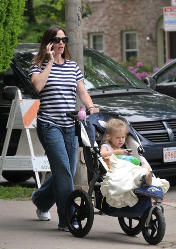  Jennifer and viola take a stroll to a play group in Boston - June 3 2009
