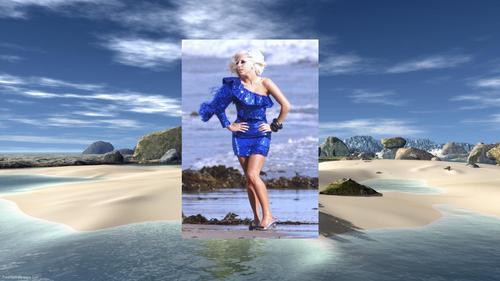  Lady Gaga Blue+ strand Larger Hintergrund