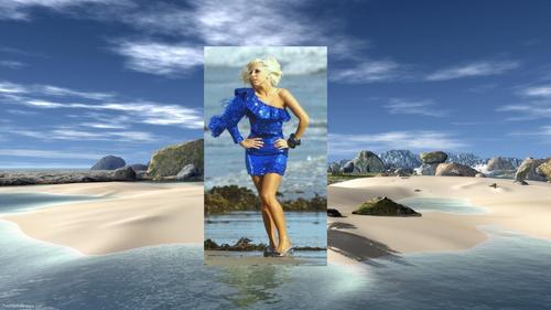  Lady Gaga Blue+ strand Larger Hintergrund