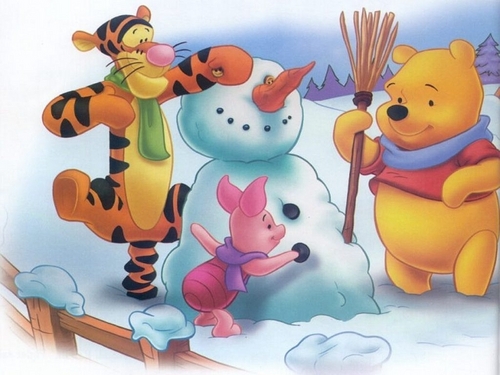 Winnie the Pooh Winter দেওয়ালপত্র