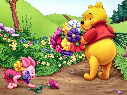  Winnie the Pooh and Piglet karatasi la kupamba ukuta