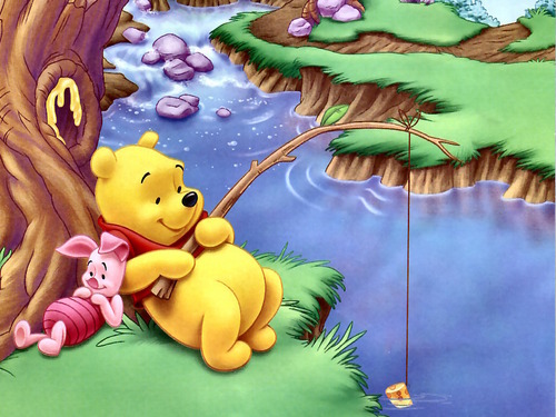  Winnie the Pooh and Piglet karatasi la kupamba ukuta