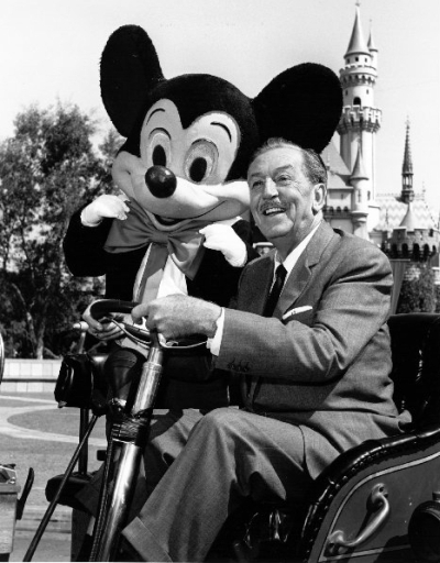 Walt Disney and Mickey Mouse at Disneyland