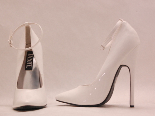  white high heels