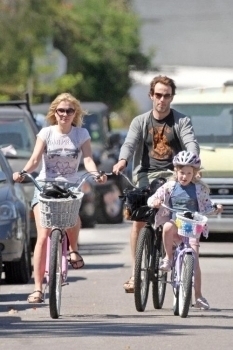 Biking with Anna and his daughter