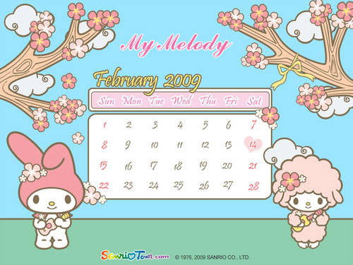  My Melody Calendar wolpeyper
