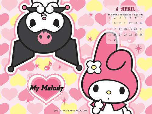  My Melody & Kuromi Calendar kertas dinding