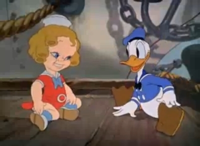 Donald Duck and Cartoon Shirley Temple