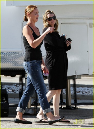  Ellen and Katherine on set shooting