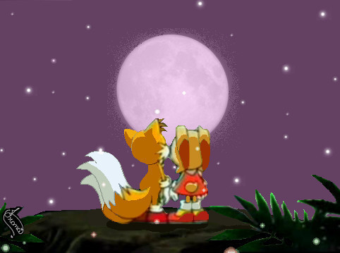Tails and Cream in the moonlight