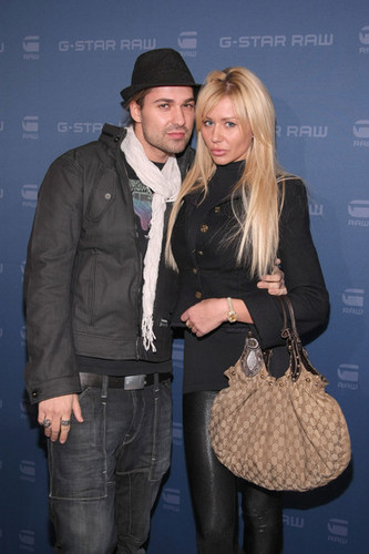 Violinist David Garrett and guest backstage at the G Star Fall 2009 fashion show 