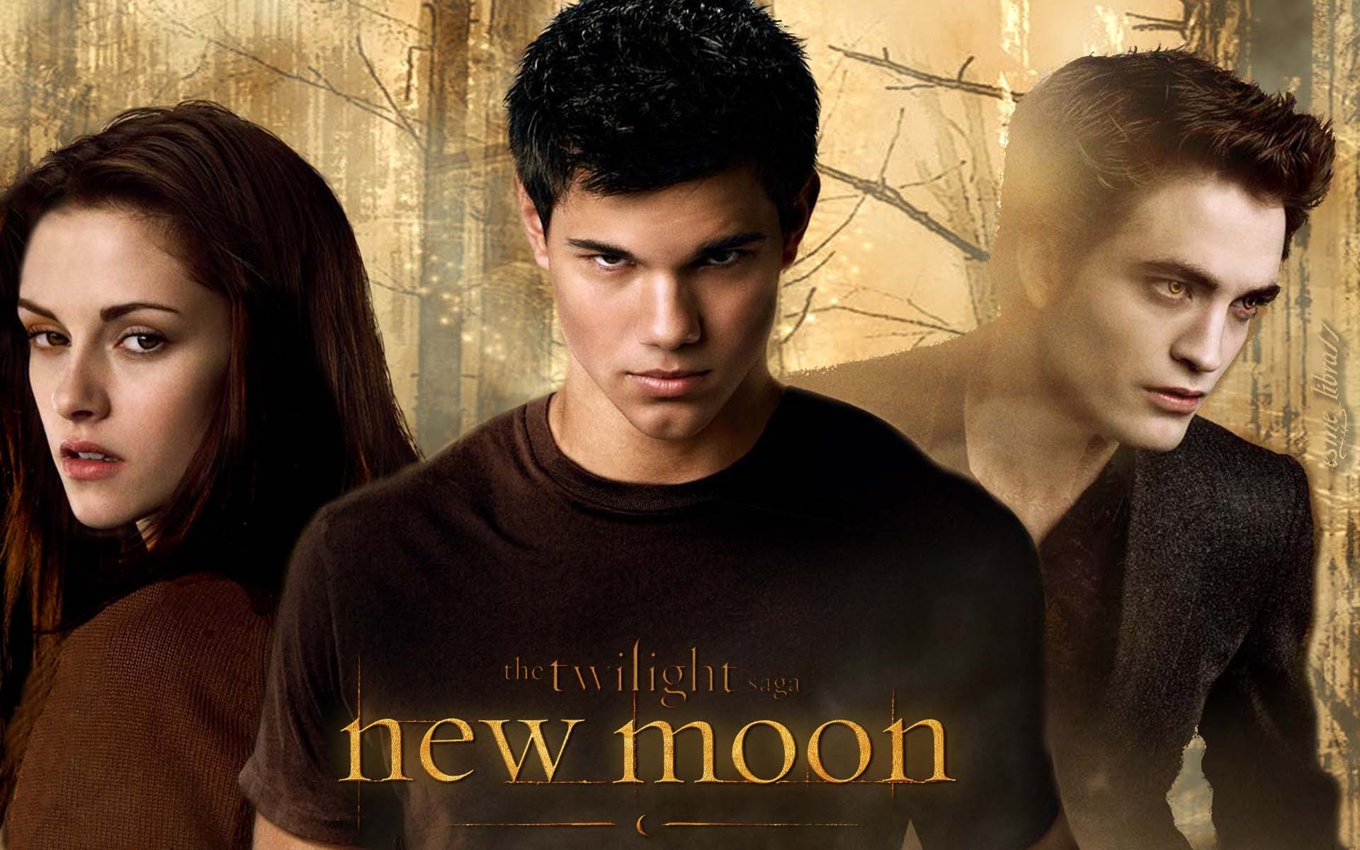 bella, Jacob and Edward - New Moon Wallpaper