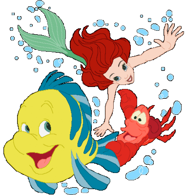 Walt Disney Clip Art - Princess Ariel, Flounder & Sebastian