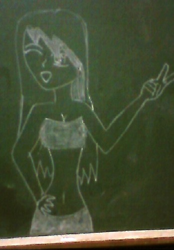  Well, this happen when i'm bored in the school... I DRAW ENIKAH IN THE BLACKBOARD!