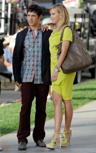  Michael Rady and Katie Cassidy on set of Melrose Place September 2009