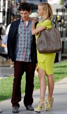  Michael Rady and Katie Cassidy on set of Melrose Place September 2009