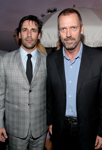  hugh laurie & jon hamm at sunset tower hotel last night for 42 below wodka party for saturday night