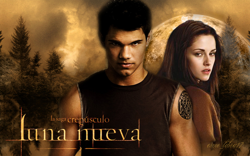  edward, bella and Jacob - Luna Nueva achtergrond